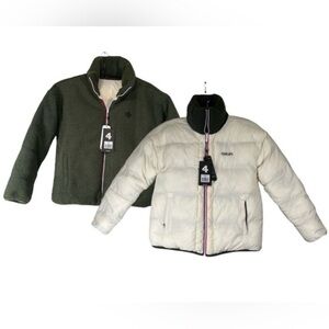 NWT Four Laps Polar Quilted Sherpa Reversible Jacket in Thyme/White Sz XS  $198
